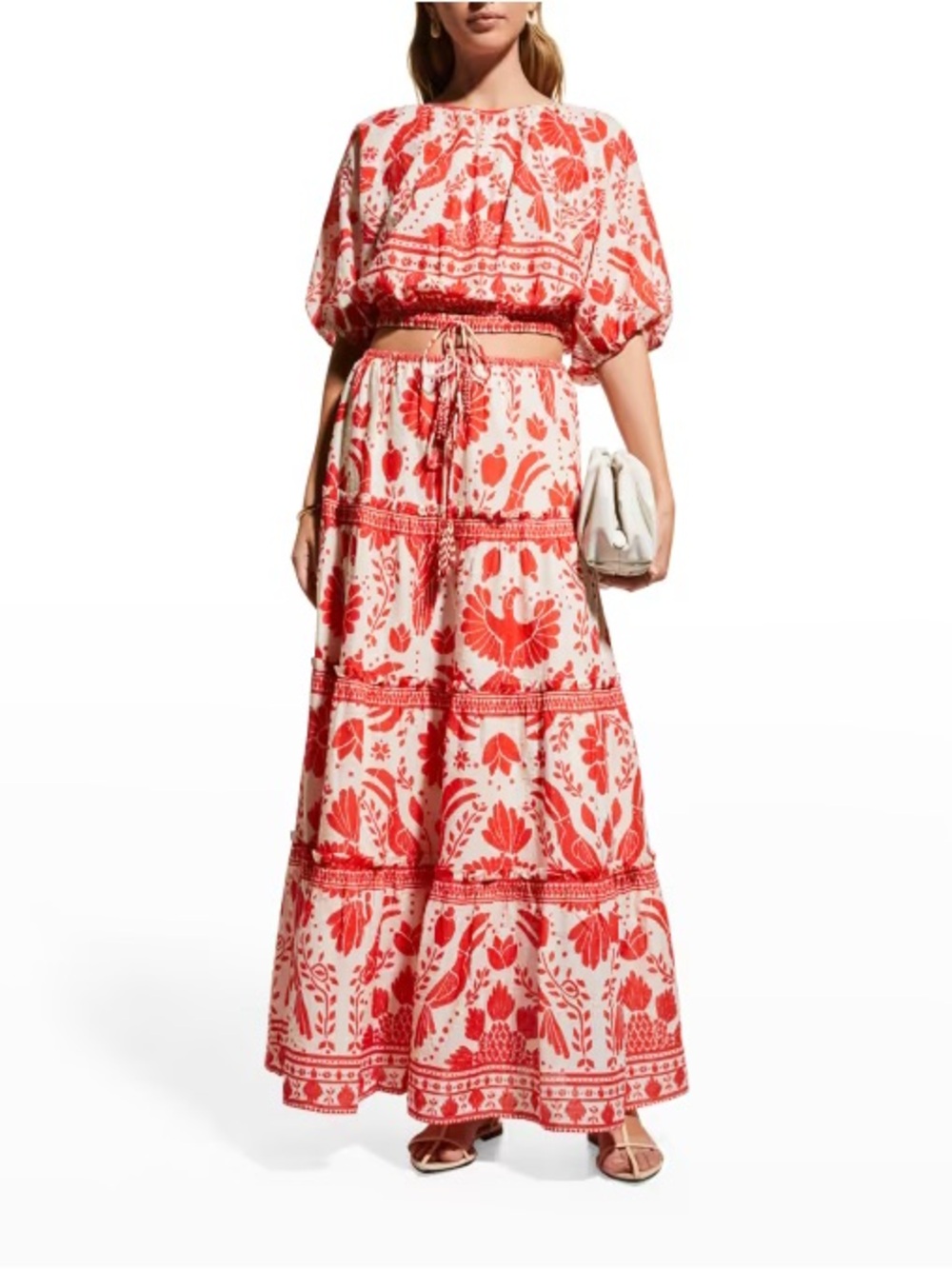 FARM Rio Red Floral Maxi Skirt and Top Set - XS in both